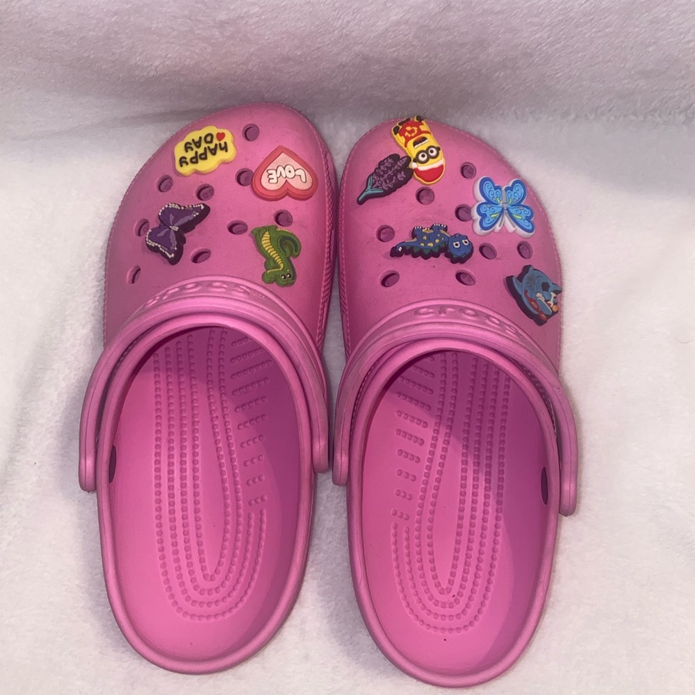 Pink Crocs with Charms